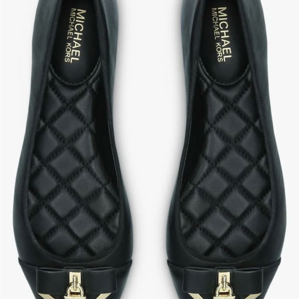 Michael Kors Black Ballet Flats with Gold Accents